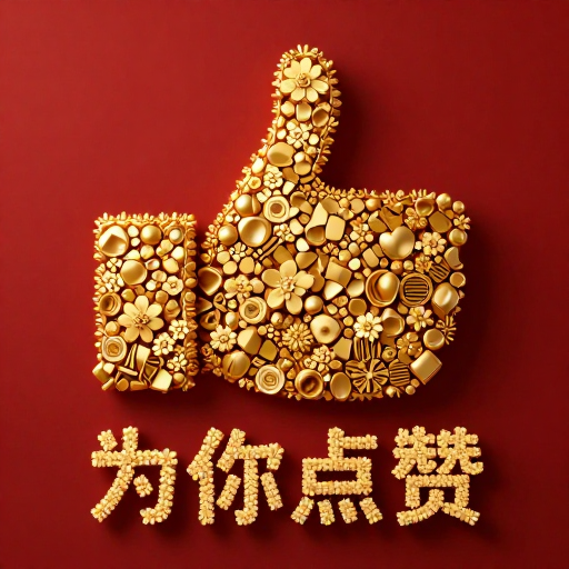 金色立体点赞手势暗红背景3D艺术渲染
