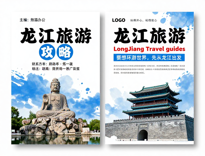 龙江旅游双页海报：传统与现代融合的宣传设计