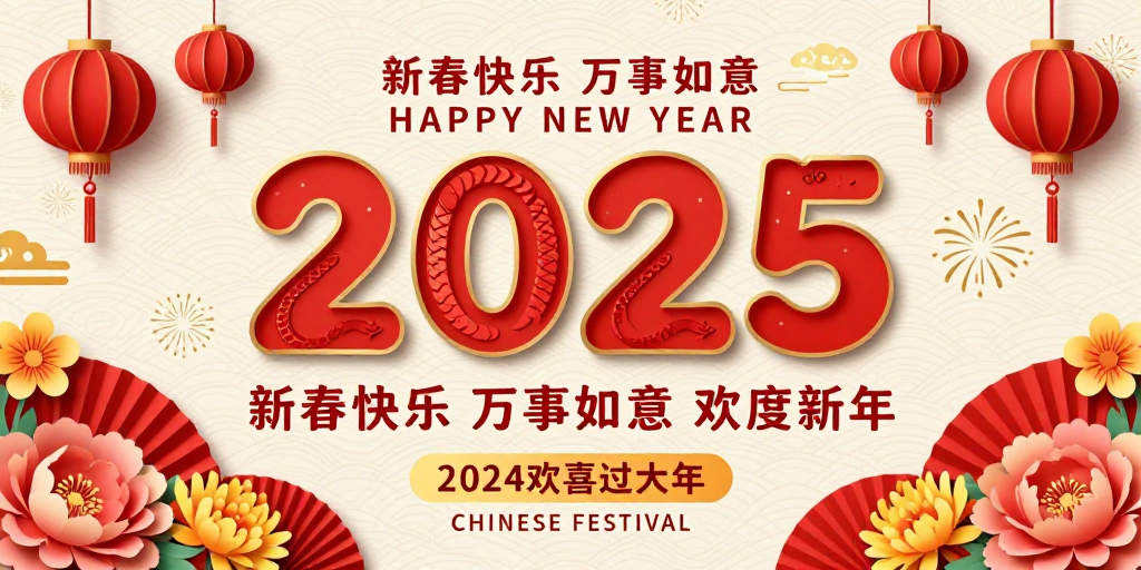 2025乙巳蛇年新春海报:中国风立体剪纸艺术