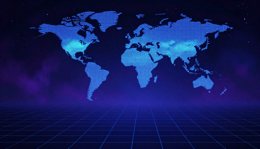 深邃星空下的像素世界地图：科技感PPT背景