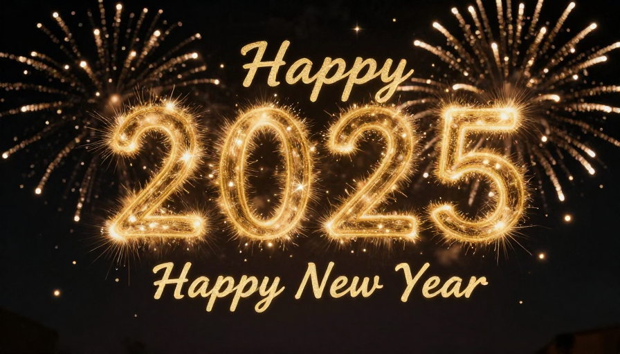 金彩烟花绽放 闪耀2025新年贺图