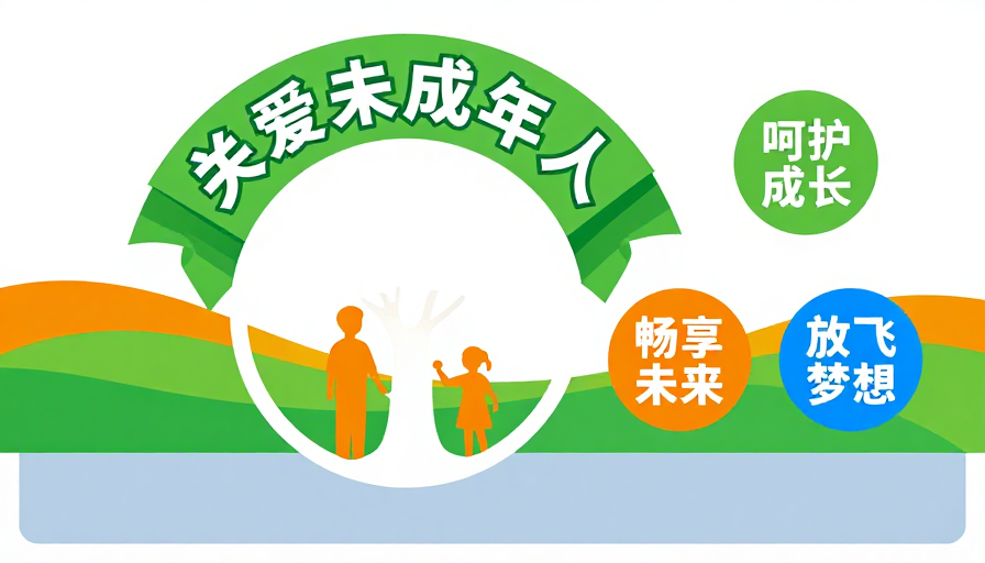 简约公益海报:关爱未成年人成长陪伴