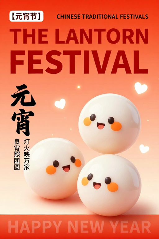 暖色调元宵插画：团圆寓意与节日氛围的温馨表达