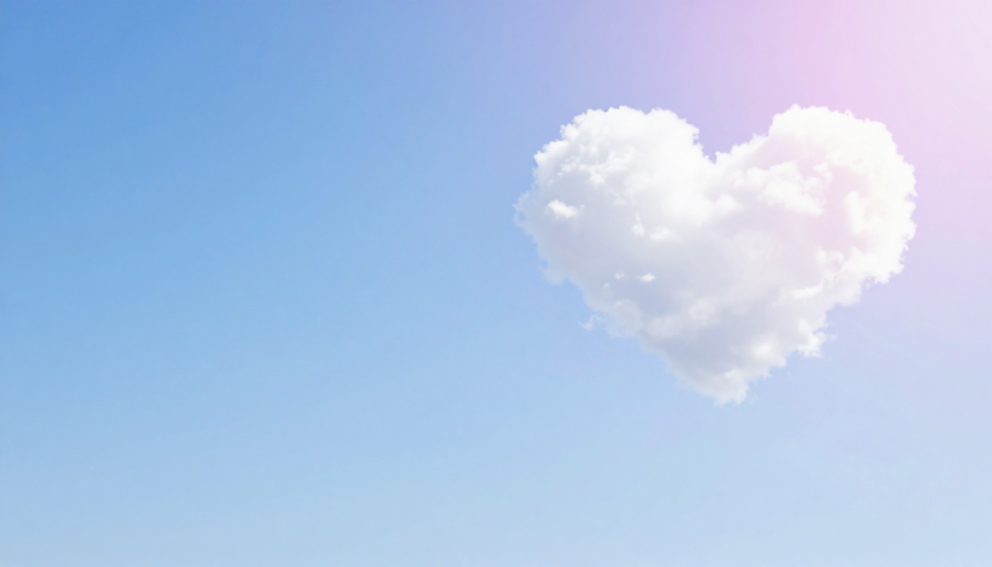 梦幻柔光:心形云朵与渐变天空的诗意邂逅