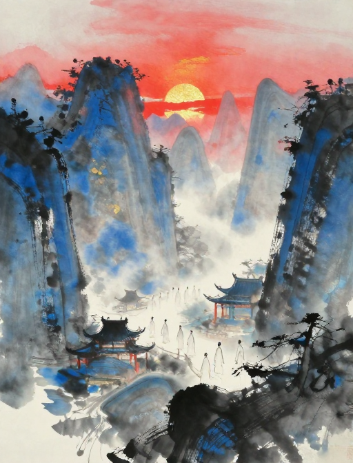 晨雾古寺·水墨禅意:僧侣讲述幽蓝故事