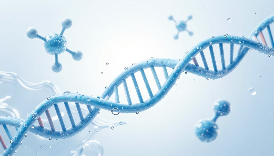 蓝白DNA分子光影艺术：细胞与基因的悬浮世界