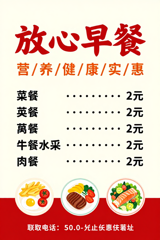 安心实惠中式早餐·健康营养宣传海报