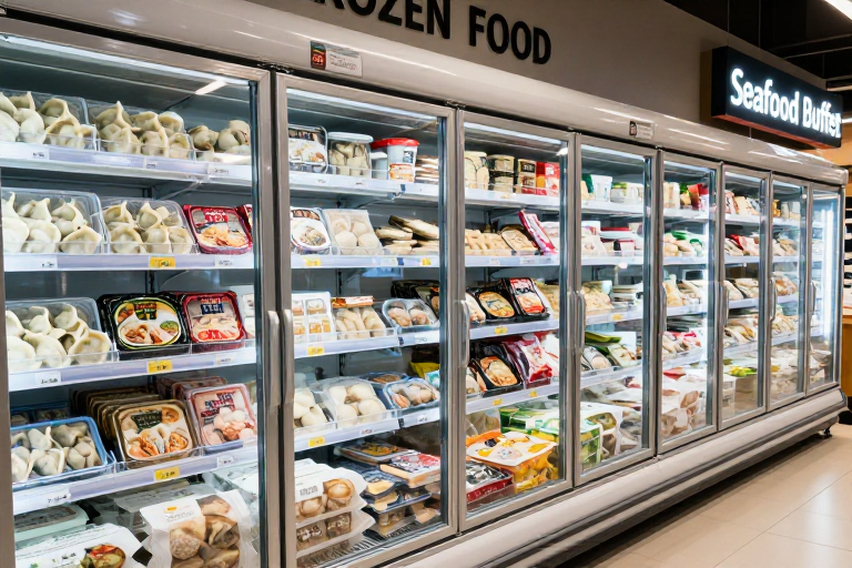 现代超市冷冻食品陈列实拍