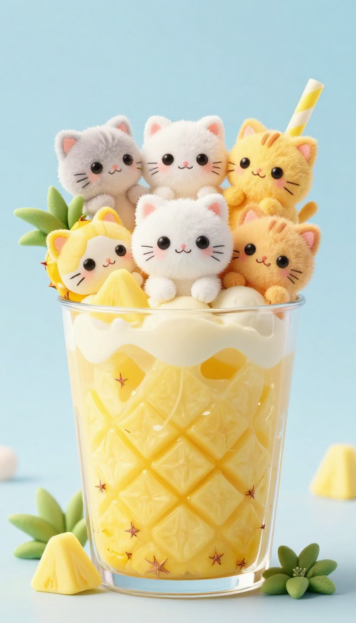 超萌奶猫与菠萝奶的甜蜜瞬间