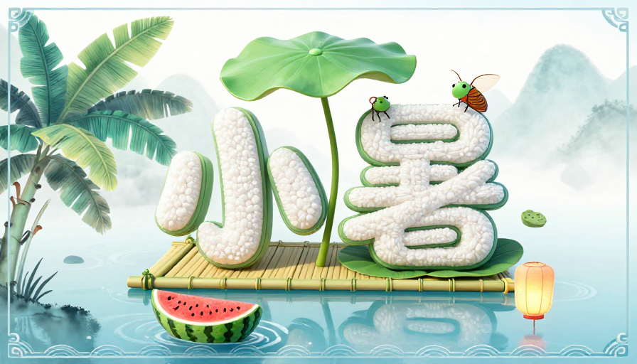小暑清凉中国风3D水墨Q版海报