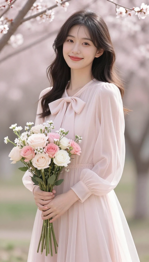 春日芳华:时尚雪纺裙少女如花绽放