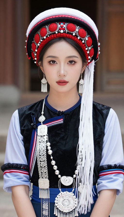白族少女身着民族盛装,唯美写真展现独特风情