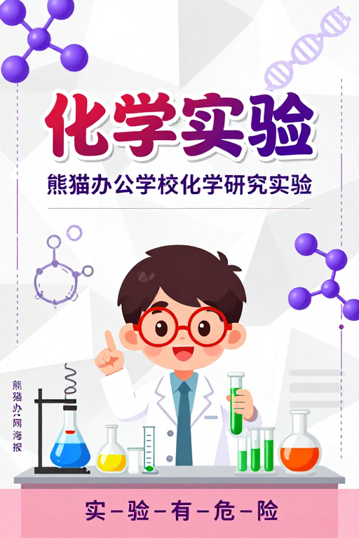 卡通科学家趣味化学实验科普海报