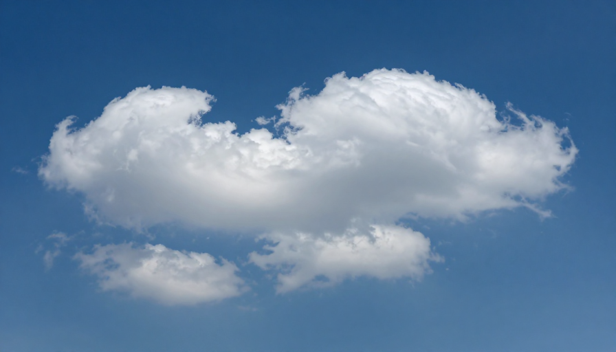 纯净蓝天中蓬松积云团簇，自然立体光影的冷蓝调摄影作品