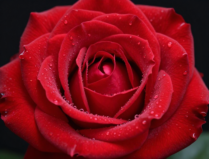 红玫瑰水珠特写，丝绒质感光影摄影