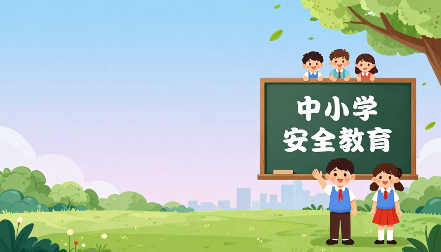 清新扁平风中小学安全教育主题插画背景