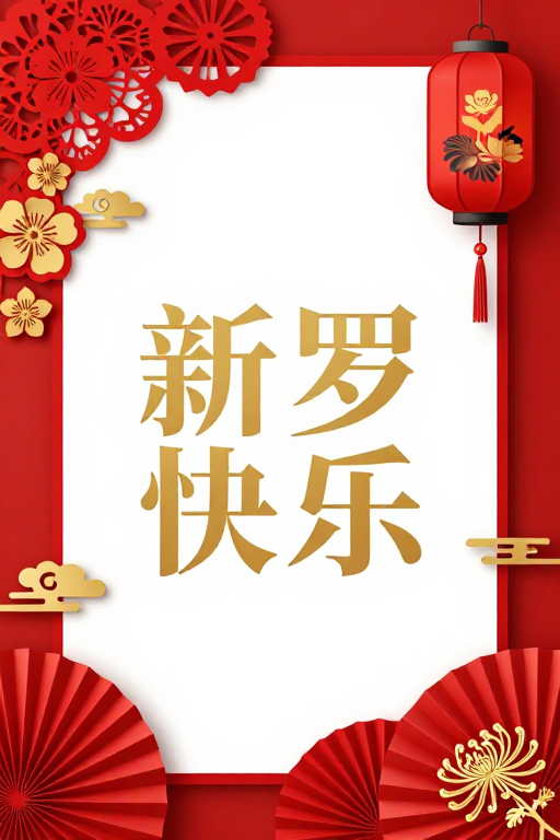 红金喜庆中国风节日海报，传统美学渲染热烈氛围