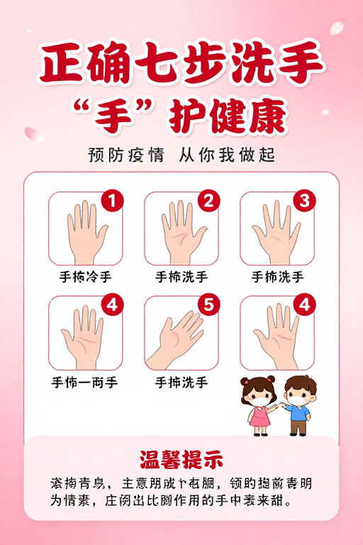 七步洗手法:清新插画守护健康