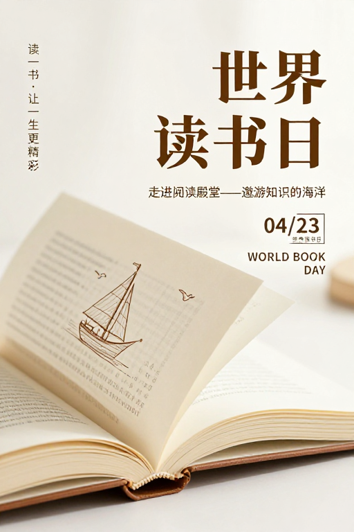 温暖雅致书香海报:世界读书日诗意视觉呈现