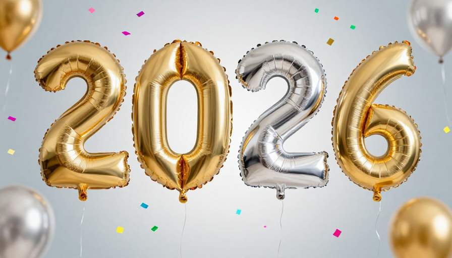 2026新年庆典:金色金属气球悬浮光影盛宴