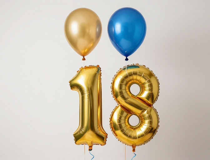 金蓝金属气球十八岁生日高清广告图