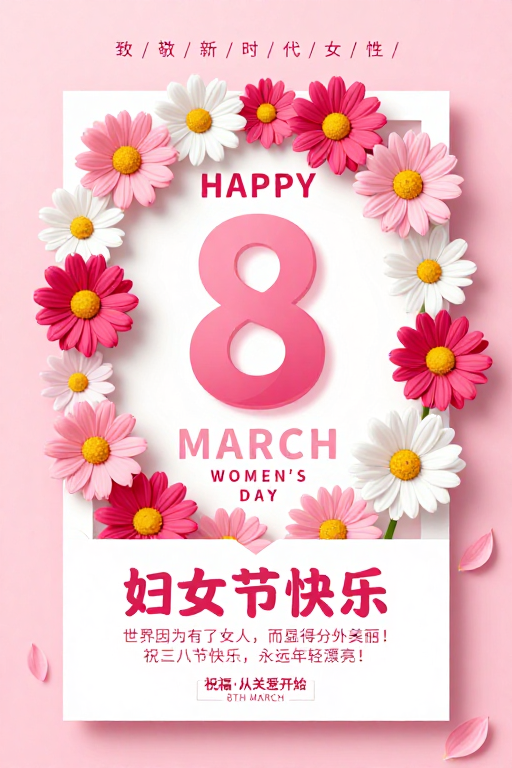 三八妇女节清新温馨庆祝海报设计