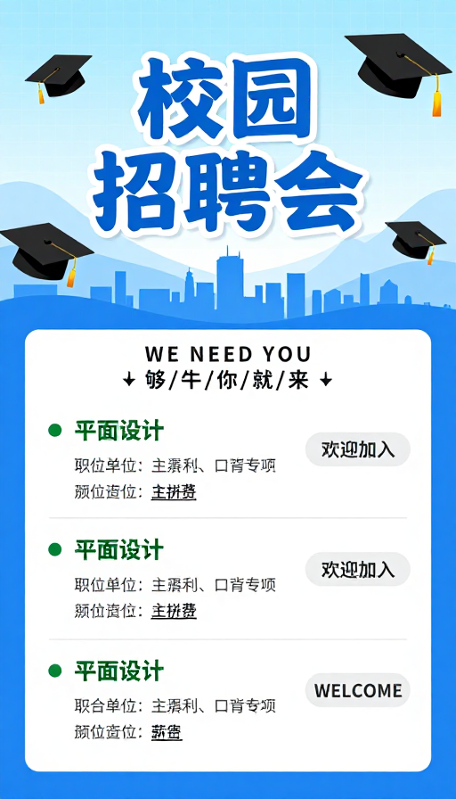 校园招聘会像素风青春活力海报设计