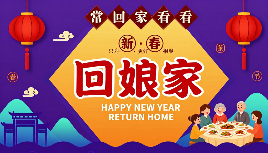 回娘家·对称新中式新年海报设计
