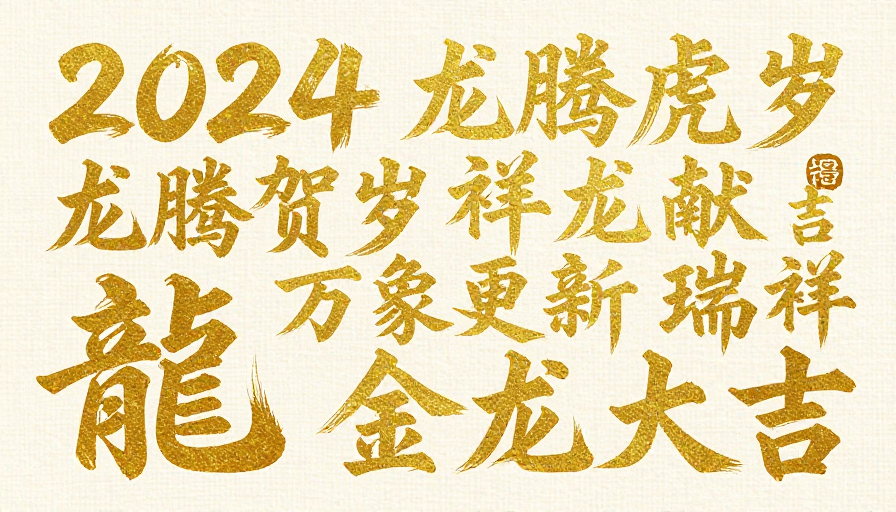金笔龙年贺岁：书法字体新春祝福设计