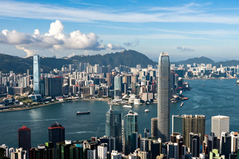 高清俯瞰：香港维港璀璨都市风光