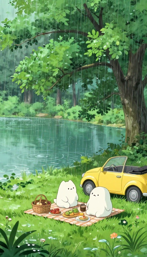 雨中萌系野餐：吉卜力治愈森林童话