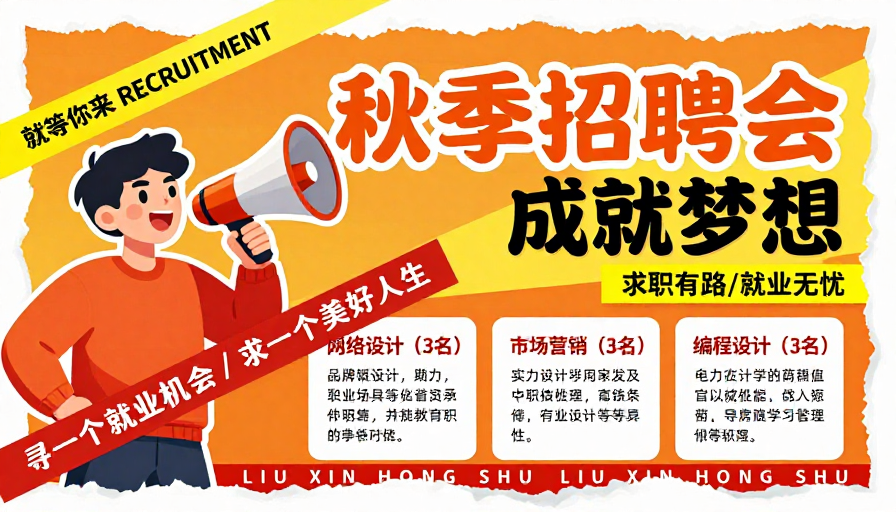 活力秋季招聘海报:开启职场新机遇