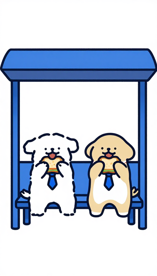 双倍快乐!狗狗与三明治的多巴胺涂鸦插画