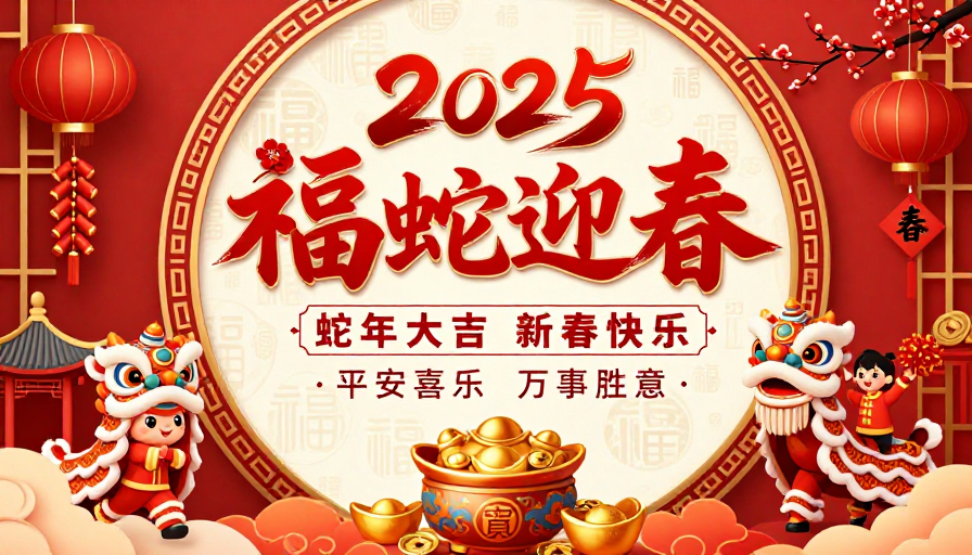 2025福蛇迎春·中国风新年喜庆海报