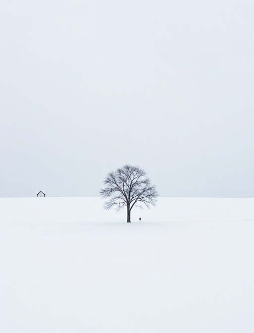 极简雪地风光：纯净自然与单物点缀的视觉享受