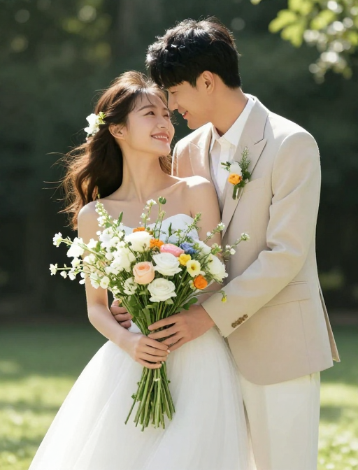 阳光下的幸福誓言:唯美婚纱照瞬间定格