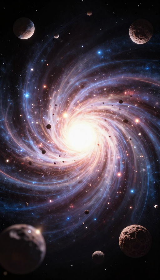 3D宇宙大爆发:发光星球与陨石绽放的科幻视觉盛宴