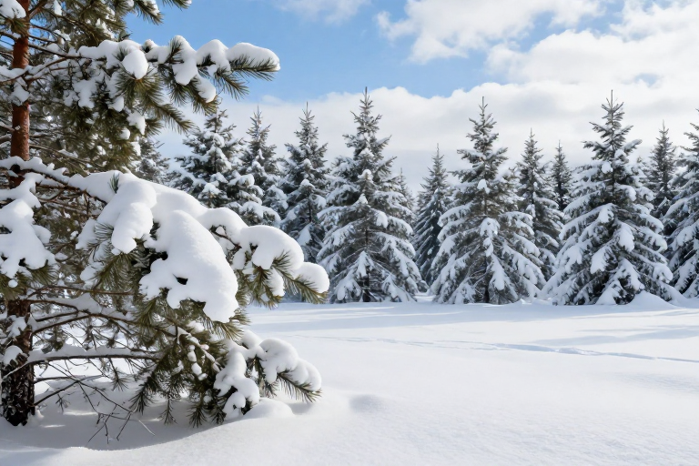 雪韵松林：冬日纯净风光与生态之美