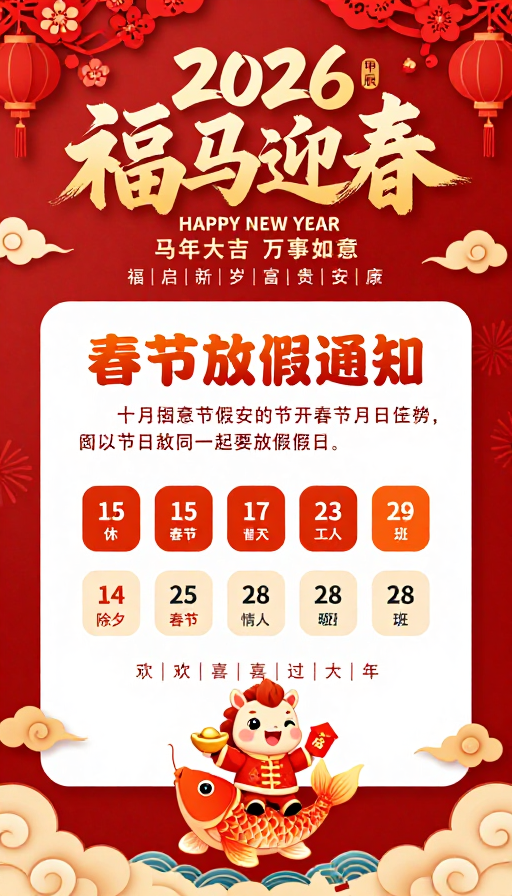 2026福马迎春春节放假通知海报