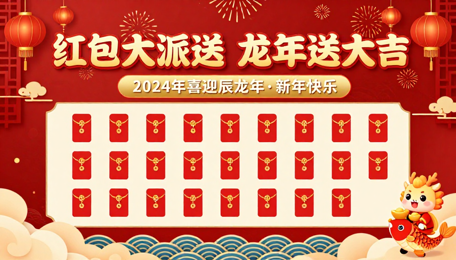 龙年喜庆红包促销海报设计