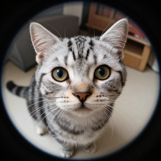 微距鱼眼捕捉美短猫呆萌瞬间
