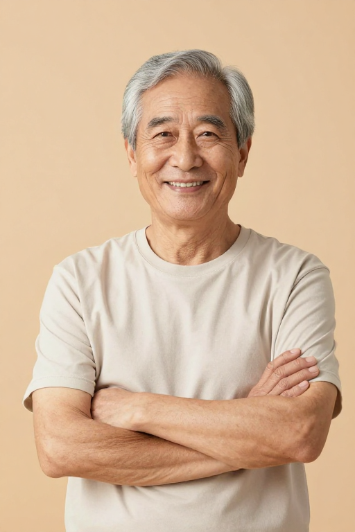 温暖阳光下的长者微笑