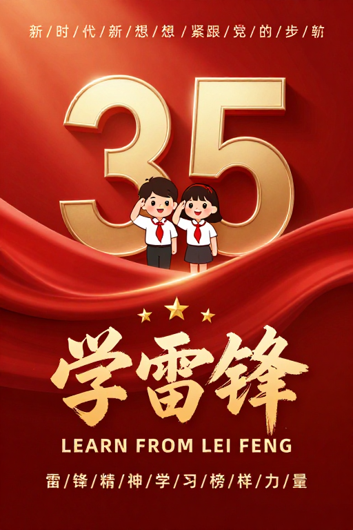 雷锋精神传承闪耀新时代——金色浮雕海报