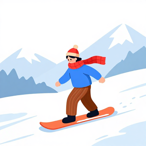 冬日滑雪卡通插画:温暖冰雪之旅