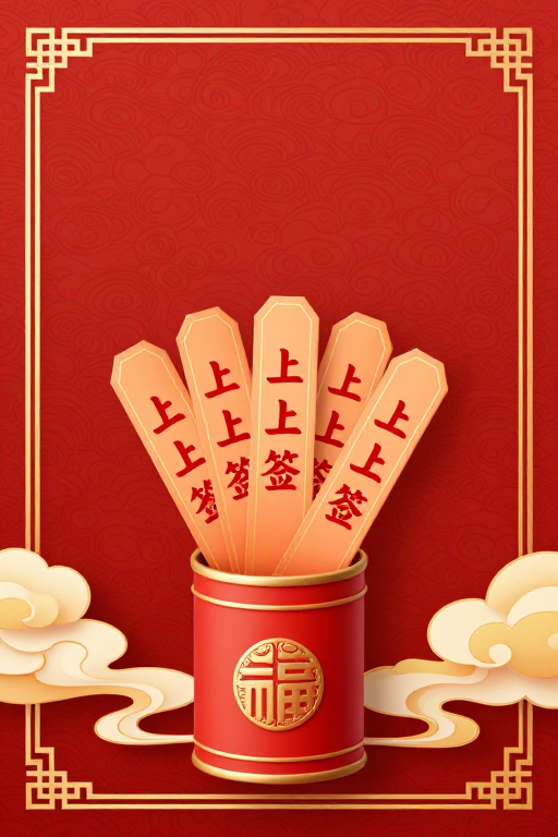 朱金签筒上上签·中国风喜庆背景