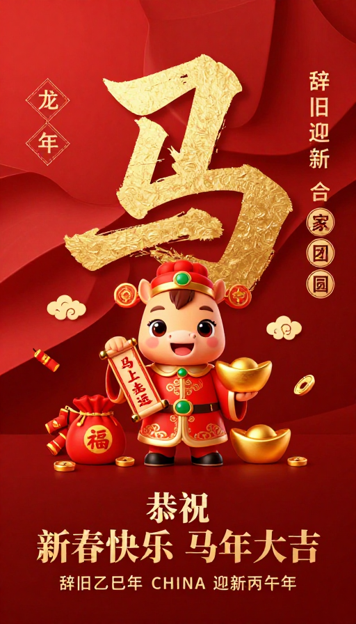 金骏跃福·马年新岁喜庆海报