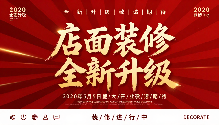 新店升级庆典：红金书法艺术海报
