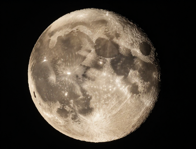 高清弦月：月球表面细节与宇宙深空的极致呈现