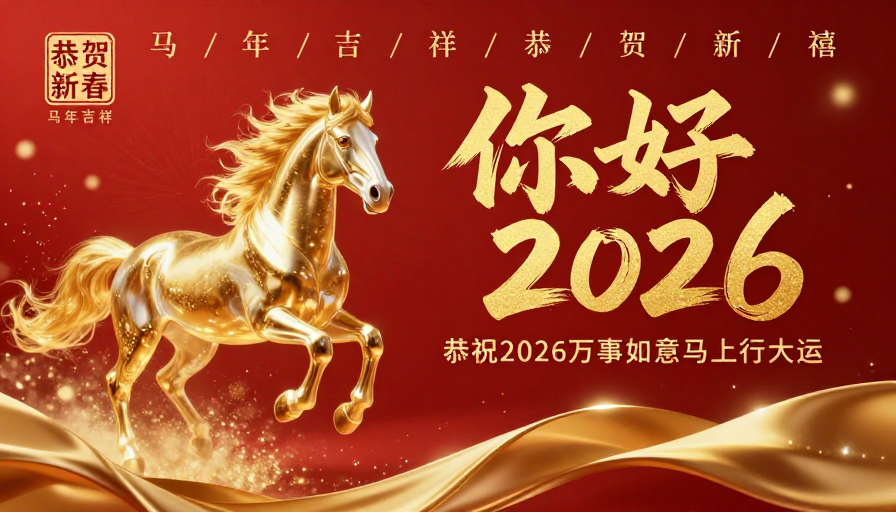 金马奔腾迎2026 新春祝福闪耀金光