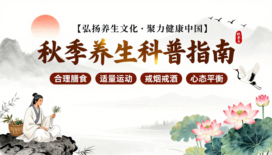 淡雅水墨秋日养生指南：文人持药与花卉相伴
